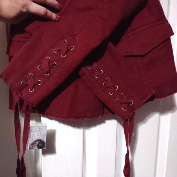NWT Free People Maroon Red Ella Sergeant Military/Riding Jacket. - Picture 6 of 10